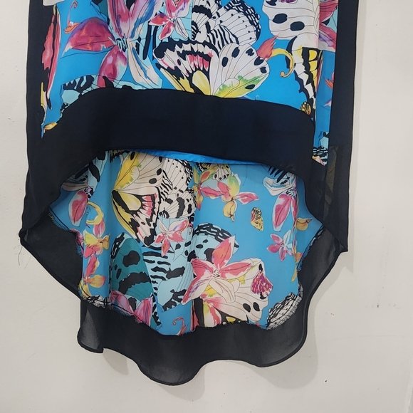 Blue Butterfly Print Sheee Overlay Skirt - Picture 4 of 11